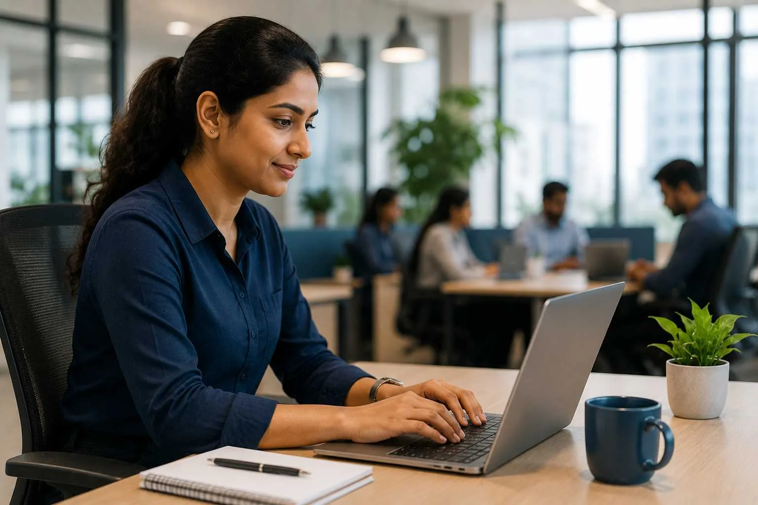 Employees accessing K-Nest LMS on multiple devices for enterprise workforce learning and training
