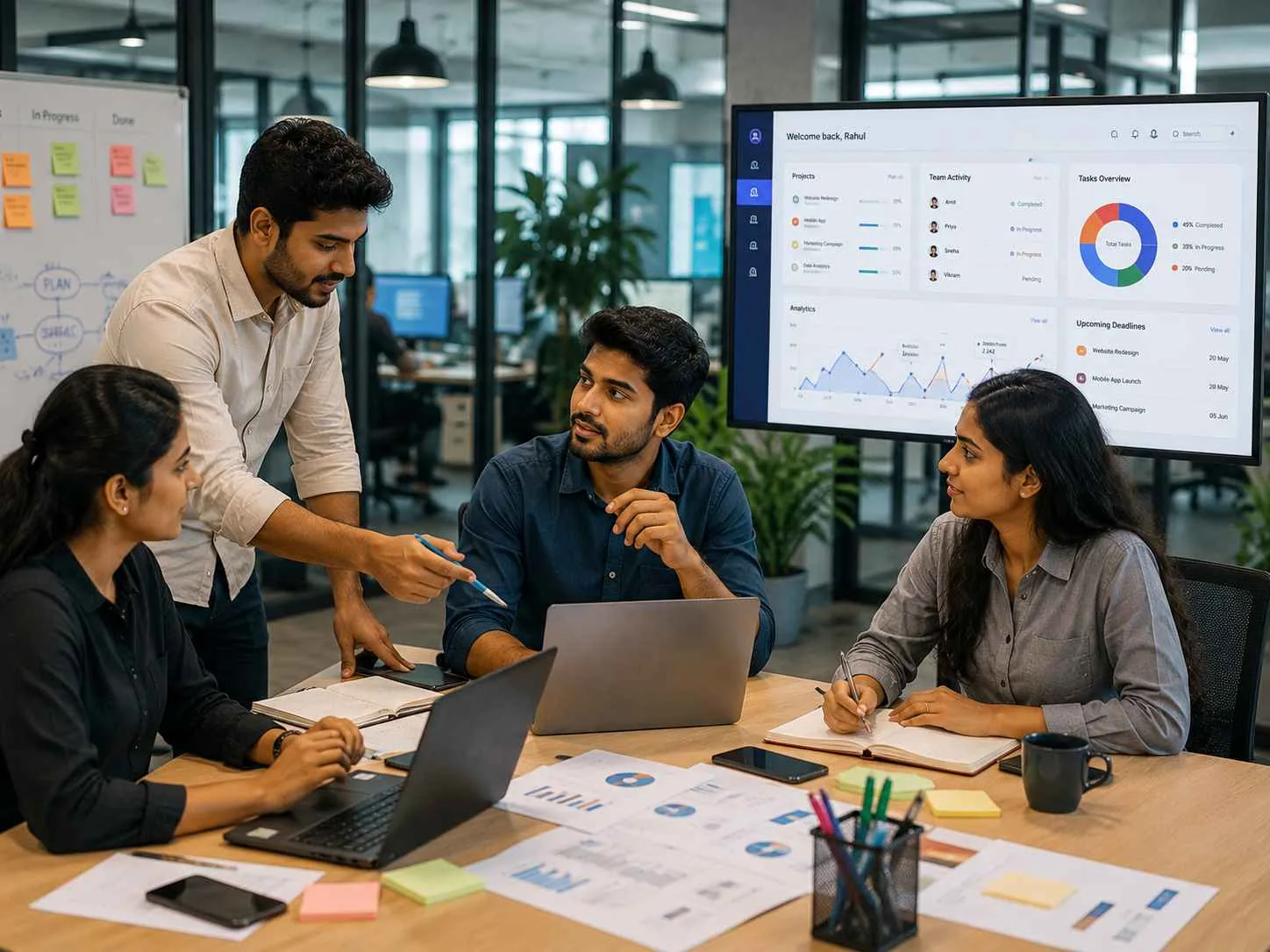 Teams using Odoo ERP dashboards to manage business processes and workflows
